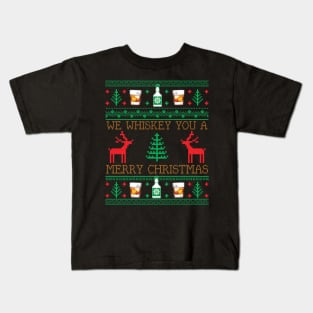 Funny Whiskey Drinking Ugly Christmas Sweater Kids T-Shirt